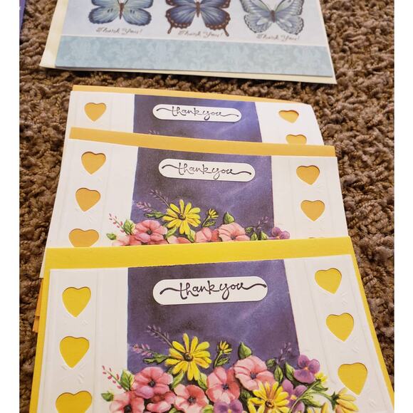 Thank You Greeting Cards Set of 7 Appreciation Cards Puppy, Butterfly, Floral - Picture 2 of 9